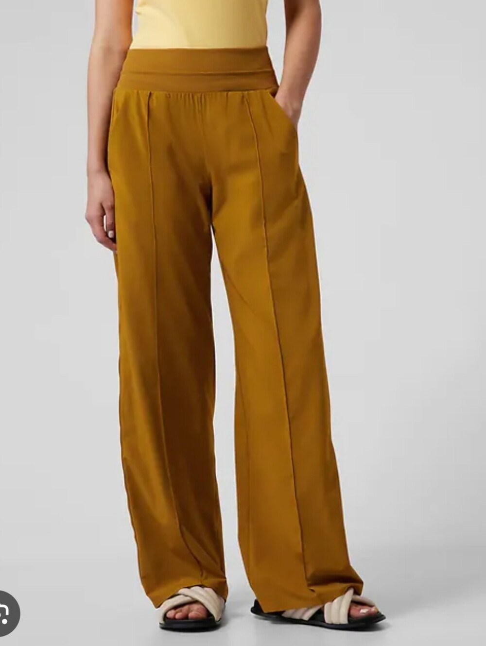 Athleta Women's Nolita Wide Leg Pant Work Travel Casual Brass Yellow Size 6